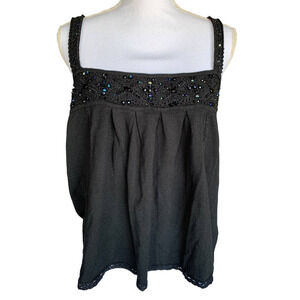 Cynthia Steffe Womens Top Size XL Black Lace Jewels Rhinestones Straps RET $178